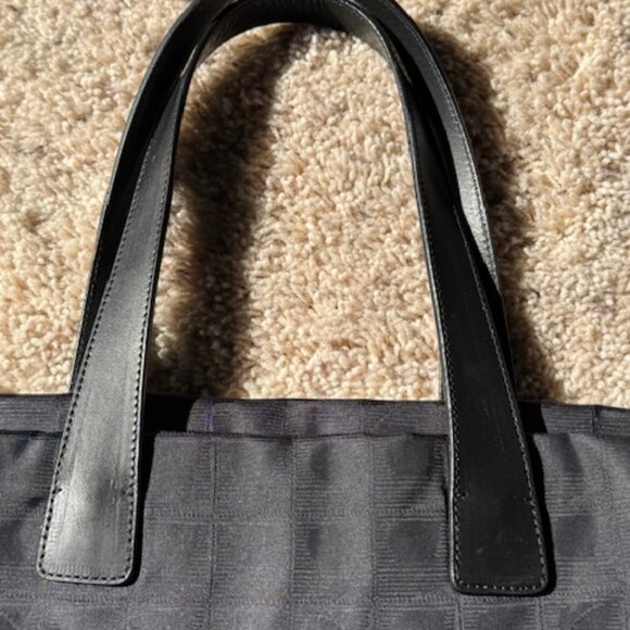 Chanel New Travel Line Tote MM Bag Nylon Jacquard Leather Black - Picture 6 of 16